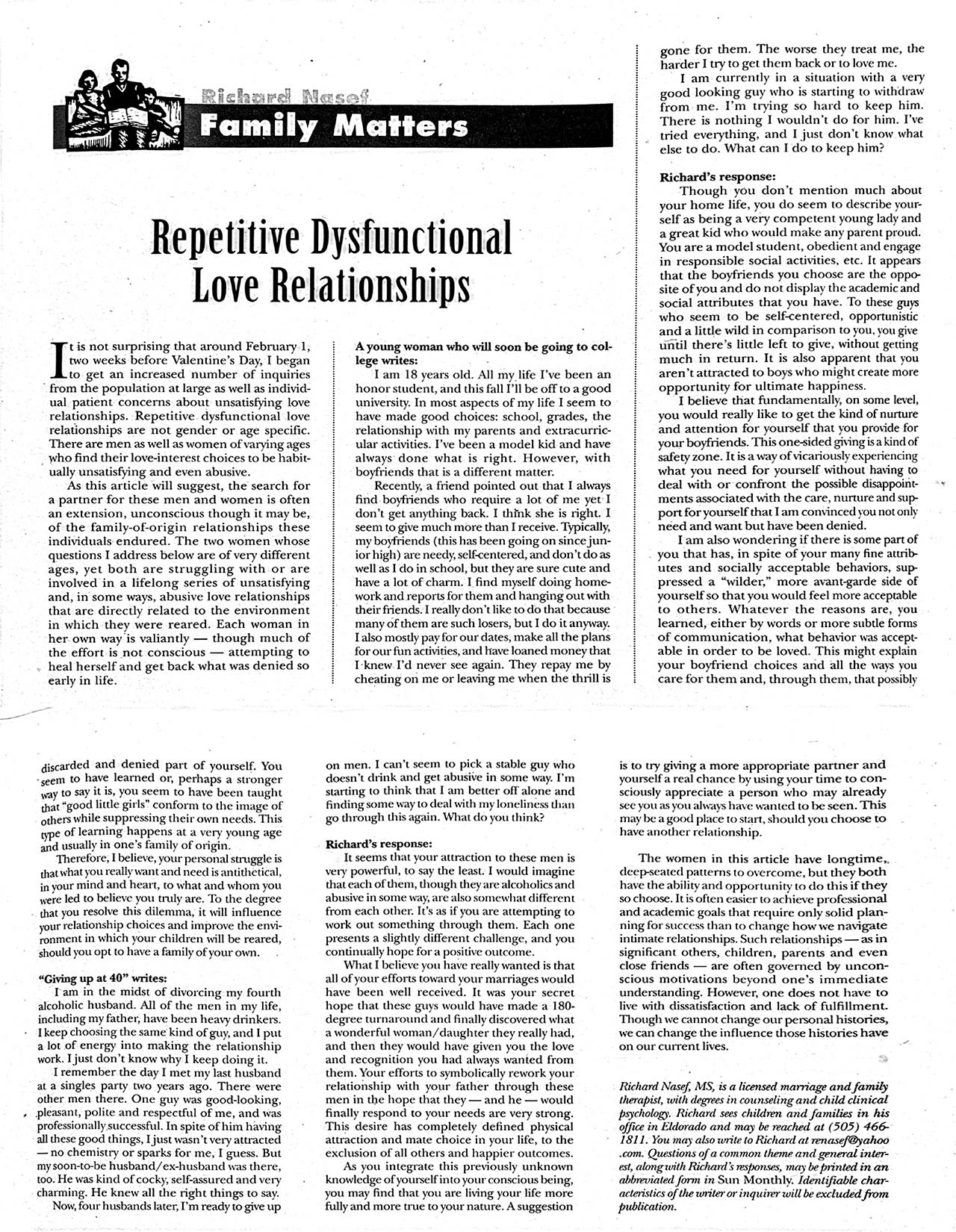 Repetitive Dysfunctional Love Relationships